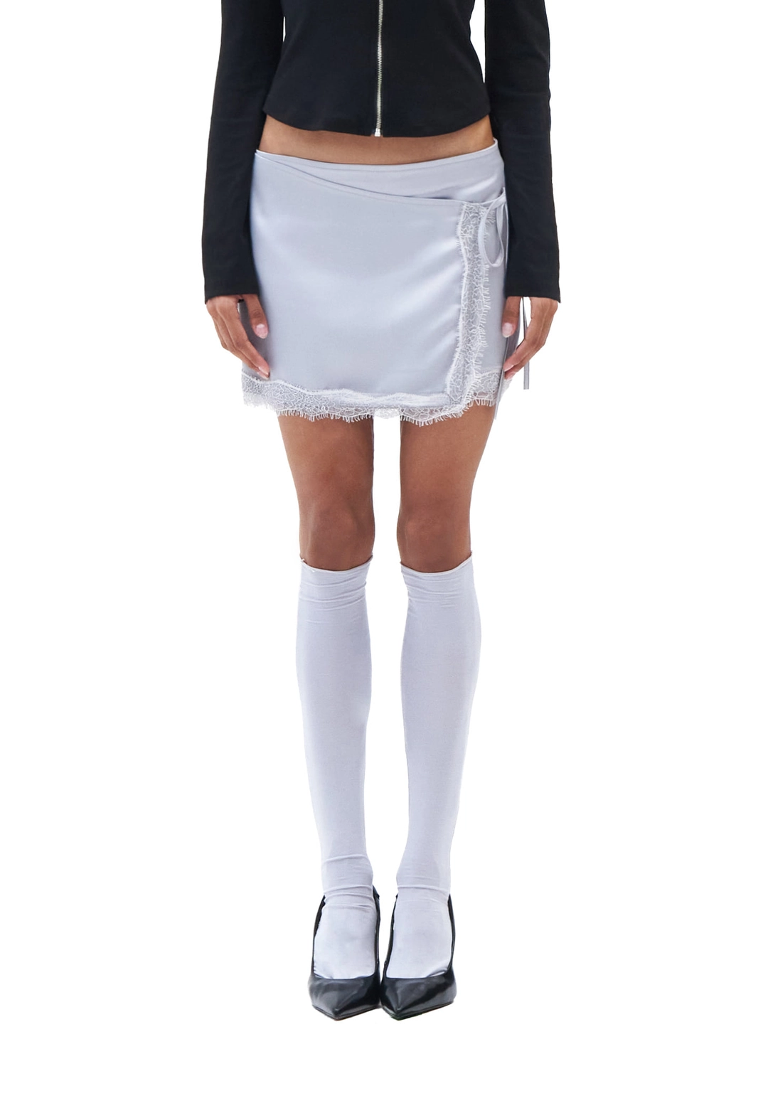힐다 Sylvia Lace Mini Skirt [Gray] 상품 이미지 1