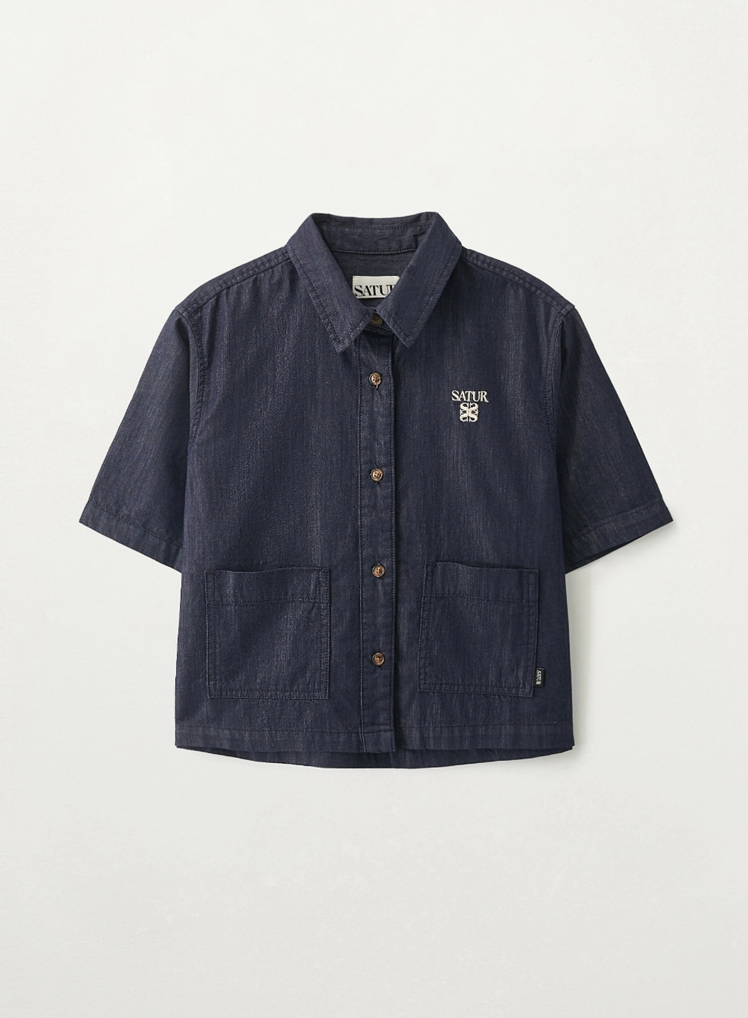 세터 (W) Light Weight Denim Pocket Half Shirt - Indigo 상품 이미지 1
