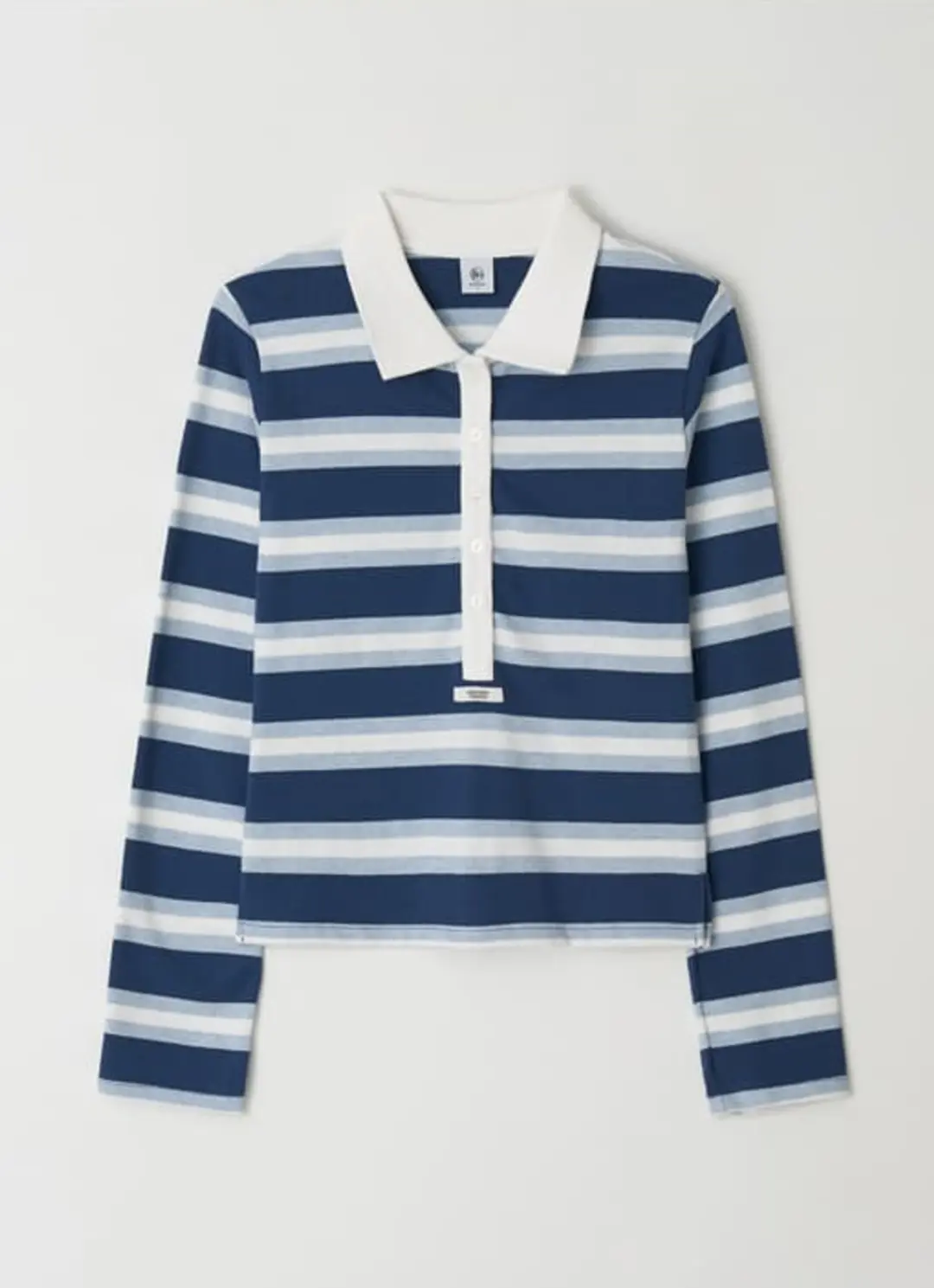 론론 HENRYNECK COLLAR SLIM LONG SLEEVE BLUE STRIPE 상품 이미지 1