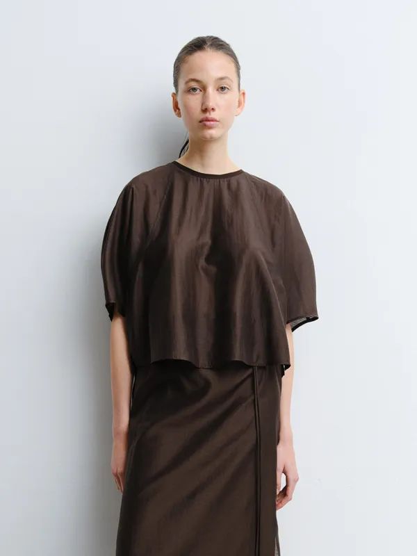 TVR VOLUME SLEEVE BLOUSE_BROWN
