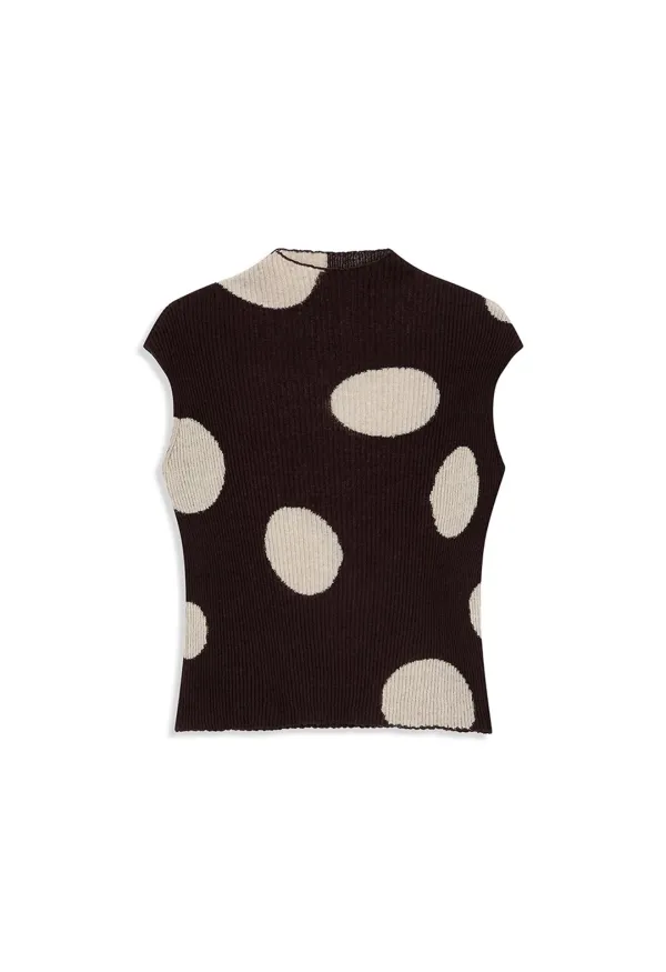 RIBBED DOT TOP, BROWN