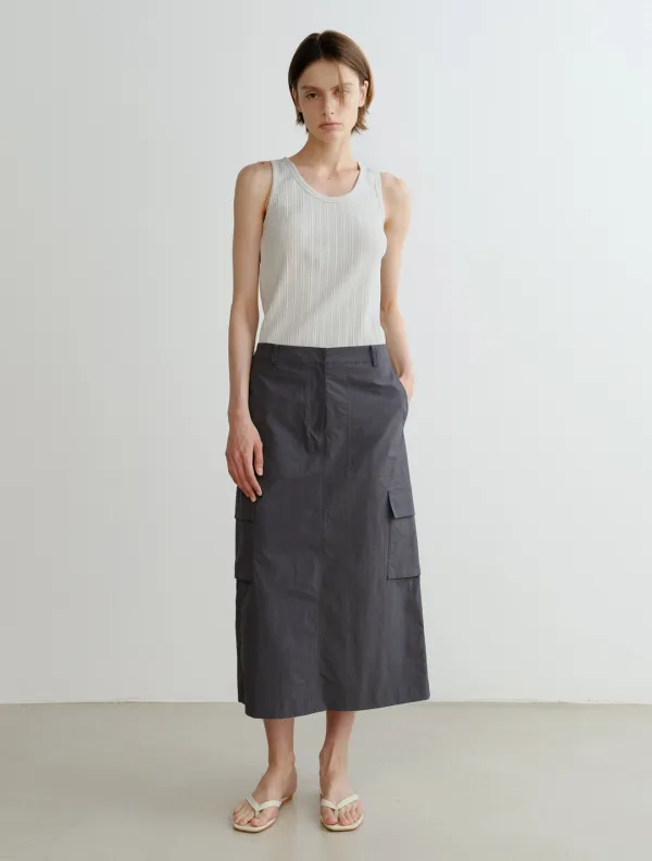 Nylon Cargo Skirt (Charcoal)