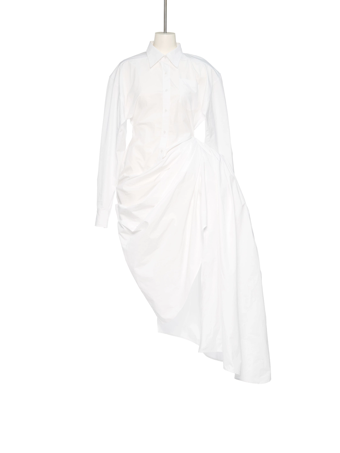 푸쉬버튼 SS25 WHITE ASYMMETRIC DRAPPING SHIRT DRESS 상품 이미지 1