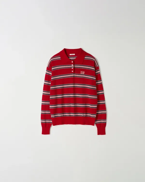 Multi Line Polo Knit [RED]