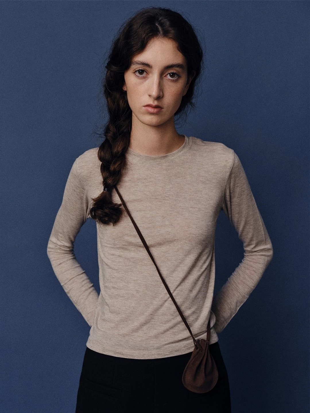 베이오드 Basic wool round T-shirt_beige 상품 이미지 1