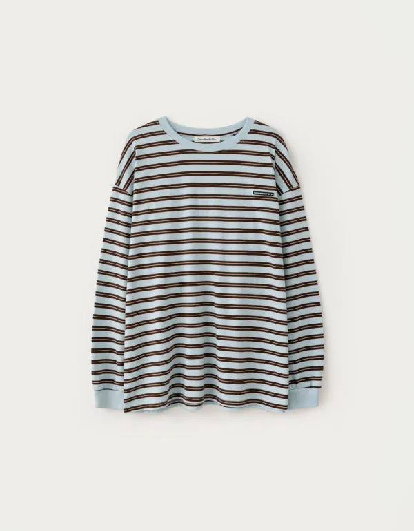 Wappen Stripe Long Top - Light Blue