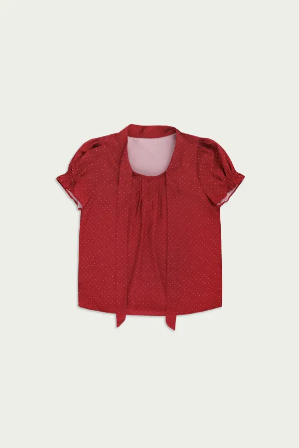 Dot button blouse_red