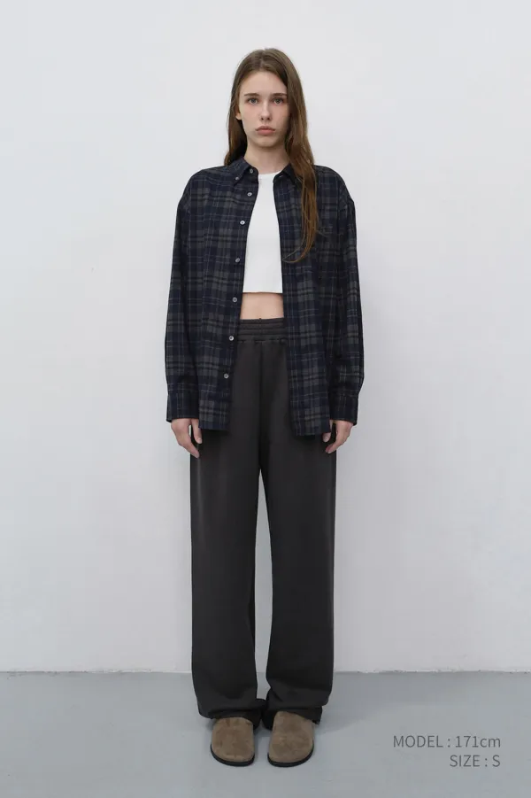 UNISEX CHECKED FLANNEL BD SHIRT DARK NAVY_UDSH6C103N3