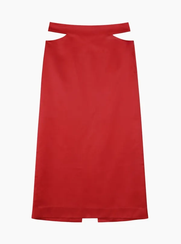 CUT-OUT LONG SKIRT (RED)