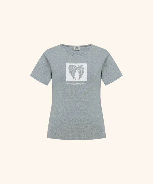 Angel Stamp Short Sleeve T-Shirt ( Melange grey )
