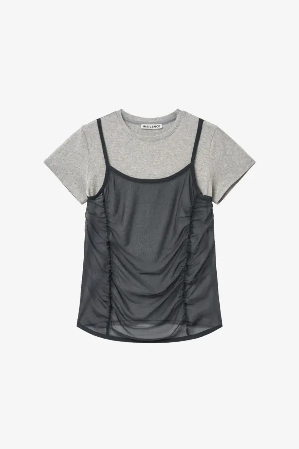 메쉬 레이어드 숏슬리브 MELANGE GREY