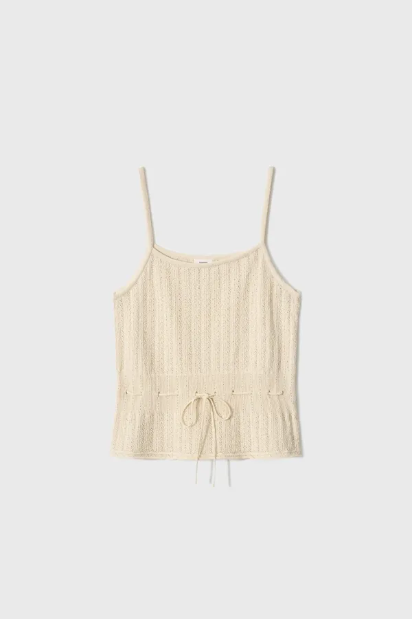 Drawstring Knit Camisole (Ivory / Black)