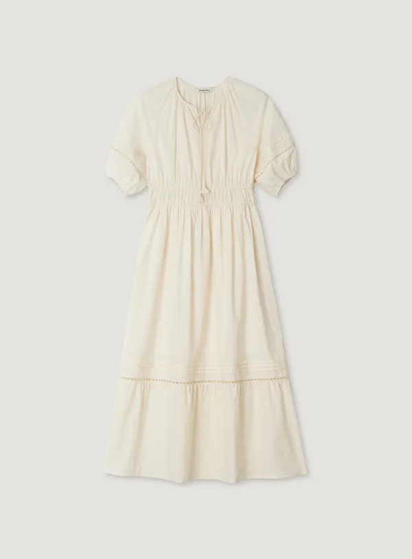 BLOSSOM SHIRRING ONE PIECE_CREAM