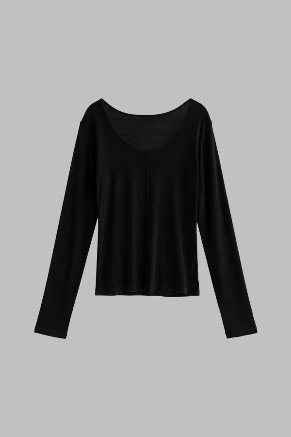 Two-way Neck T-shirt (black)