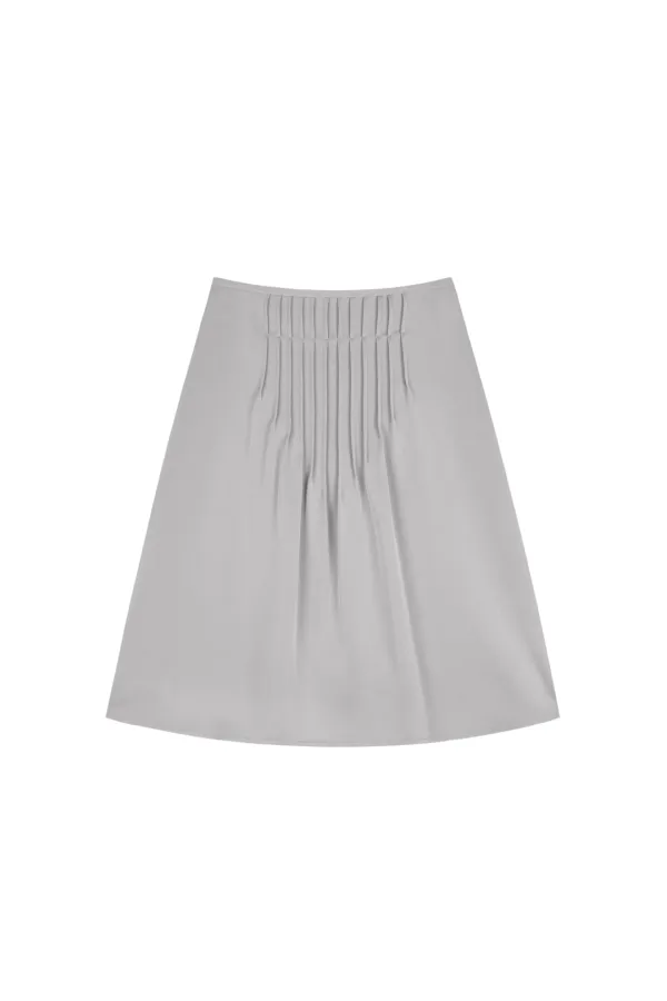 SATIN PINTUCK SKIRT (GREY)