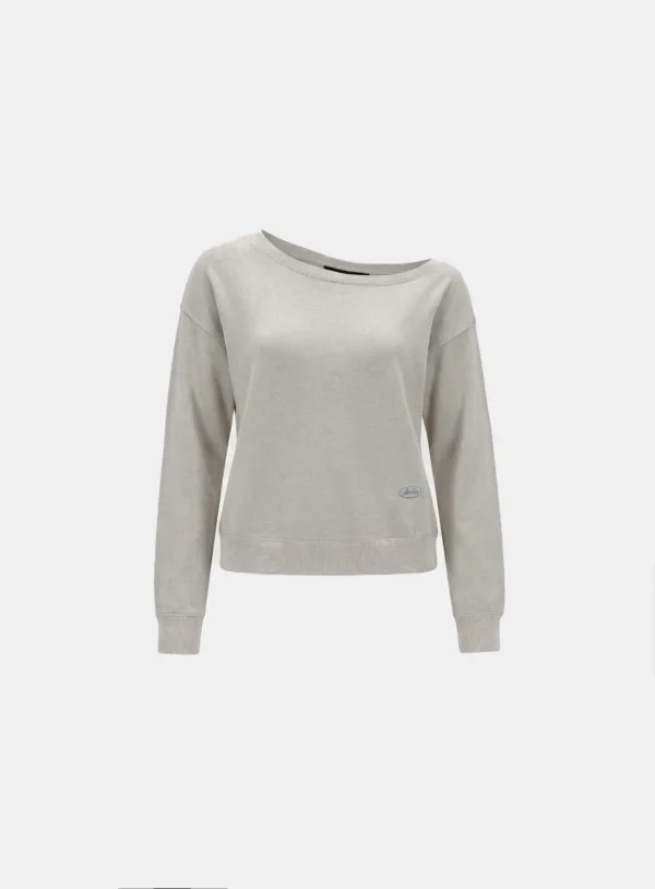 [w-sweatshirt26-005] BS Soft Terry Off-the-Shoulder Sweatshirt - Beige