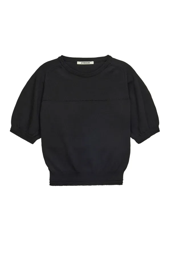 PUFF SLEEVE KNIT TOP (BLACK)