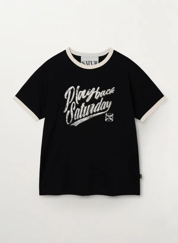 Playback Saturday Ringer T-Shirt - Black