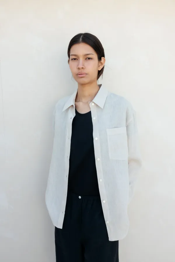Pure Linen Shirt (Beige)