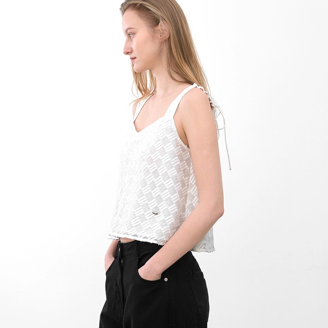 아뜰리에 나인 (BL-4433)TEXTURED CHECK SET CAMI BLOUSE 상품 이미지 2