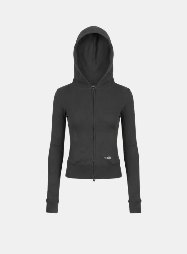 [w-hde26-003] BS Cotton Jersey Zip-Up Hoodie - Charcoal