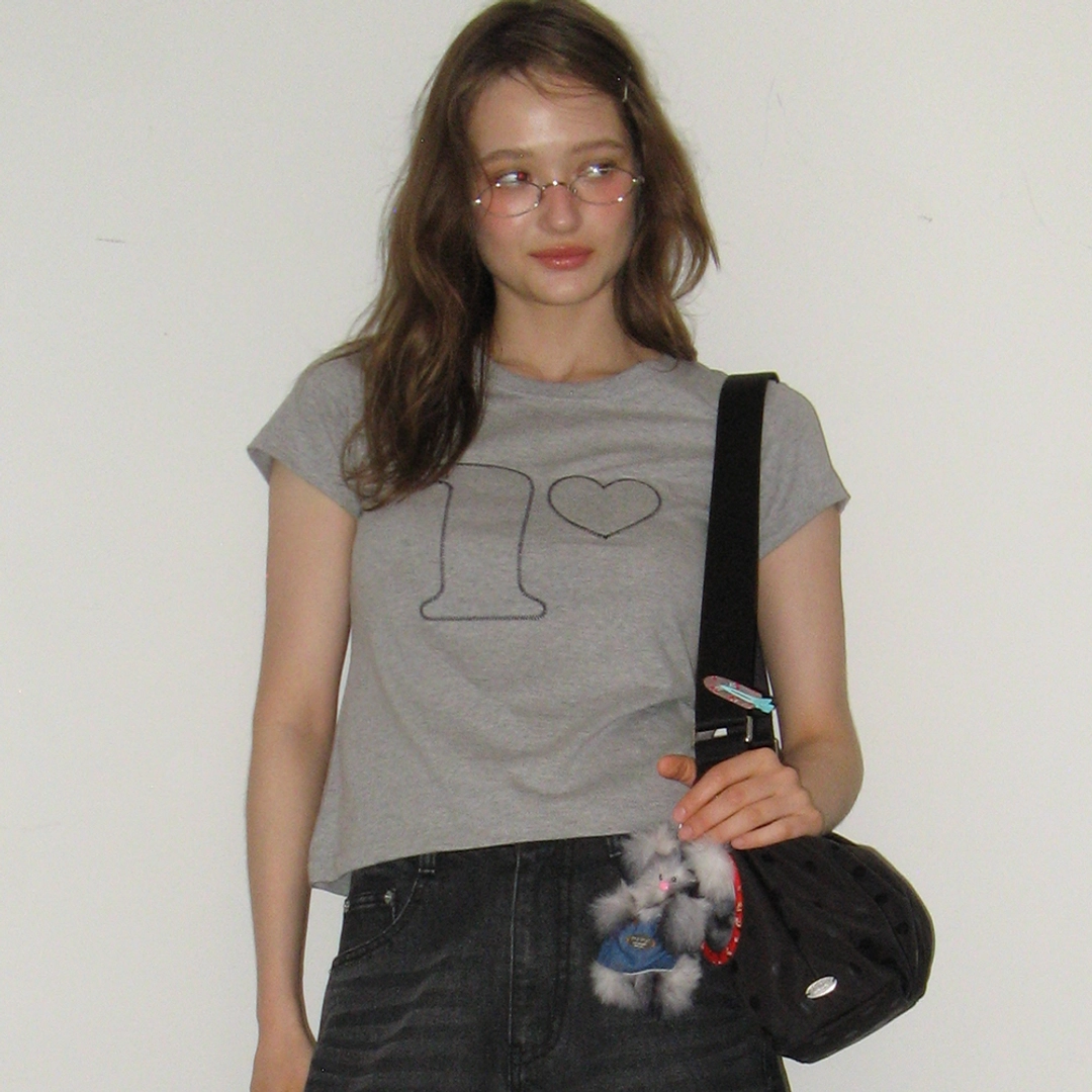 론론 R STITCH SHORT SLEEVE T SHIRT GREY 상품 이미지 1