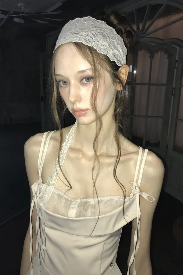 SWAN LACE HAIRBAND cream