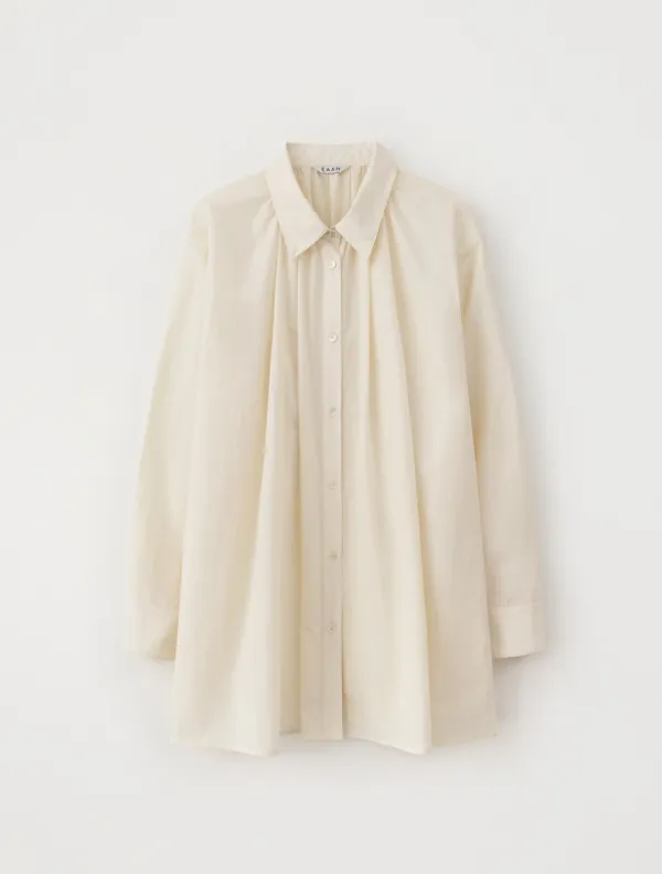 High Neck Shirring Shirt (Cream)