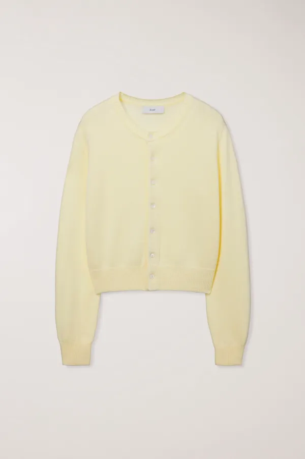 UNISEX CREWNECK KNIT CARDIGAN LEMON BUTTER_UDSW6C101Y1