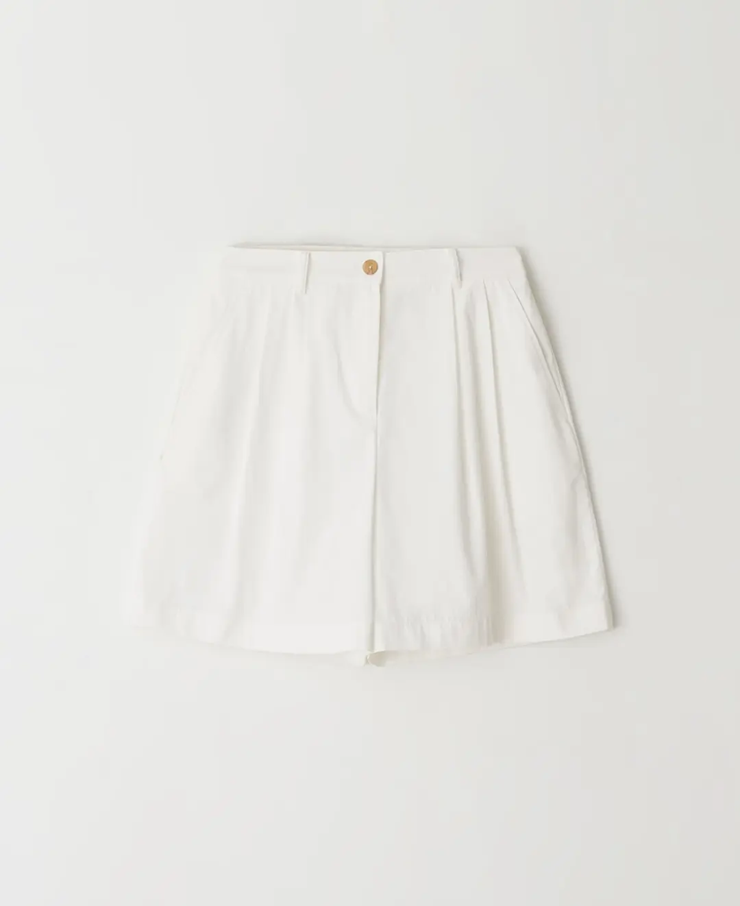 스텝어라운드 Double tuck wide half-pants_WHITE 상품 이미지 2