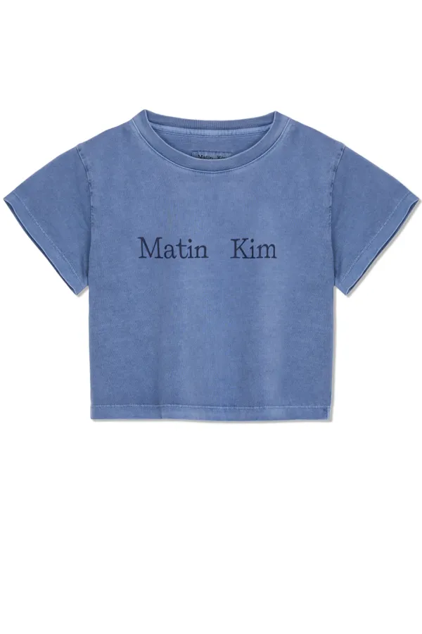 PIGMENT LOGO CROP TOP IN POWDER BLUE