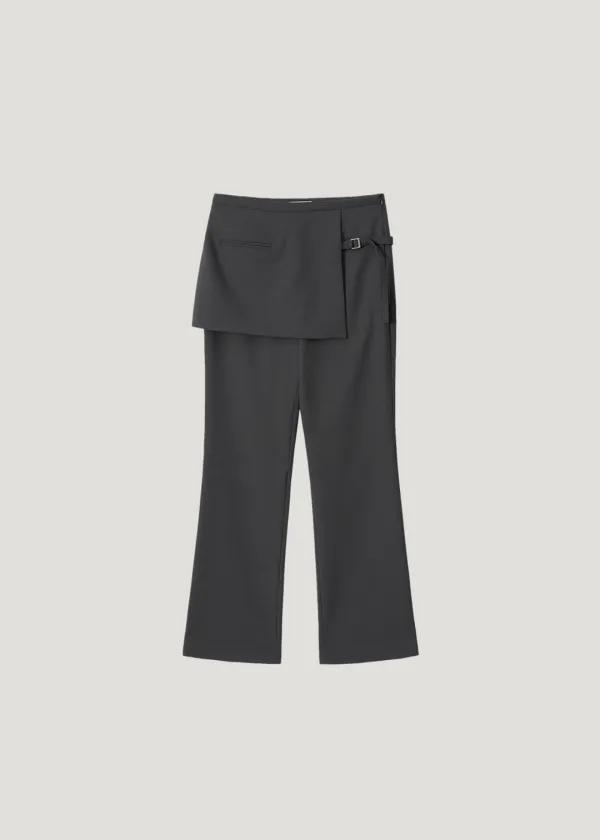Skirt Layered Trousers_Charcoal