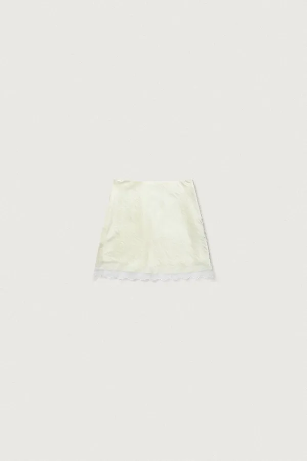 SAND SATIN LACE SKIRT [CREAM]