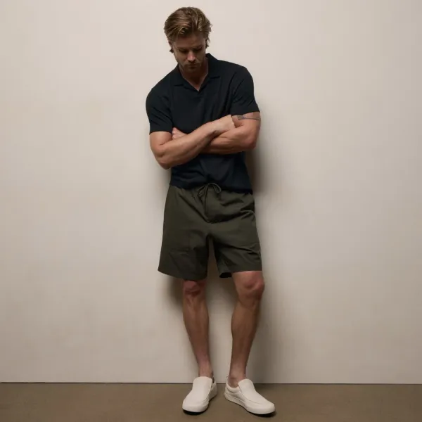 Fine Cotton Twill Patch Pocket Short - Dark Olive