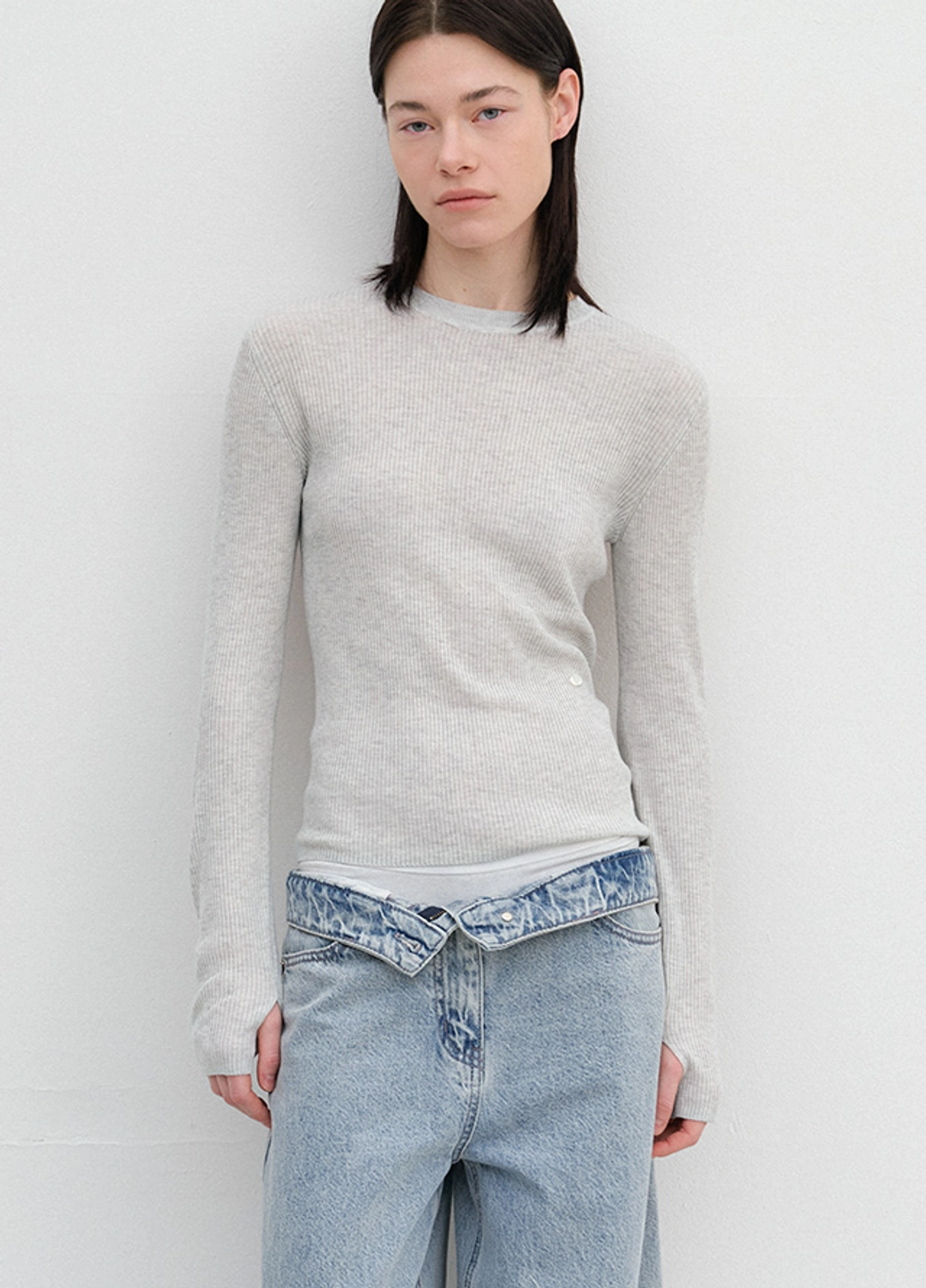 아뜰리에 나인 (T-7190)AN SHEER FRESH RIBBED SLIM KNIT 상품 이미지 1