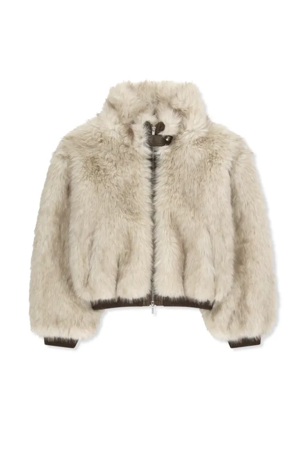 TAB DETAIL FUR JUMPER IN IVORY