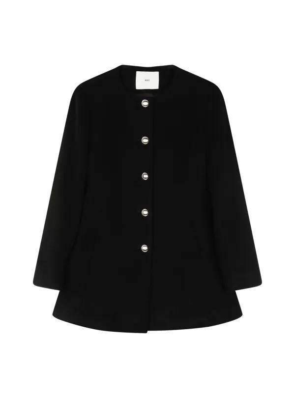 FLARED WOOL HALF COAT (BLACK)