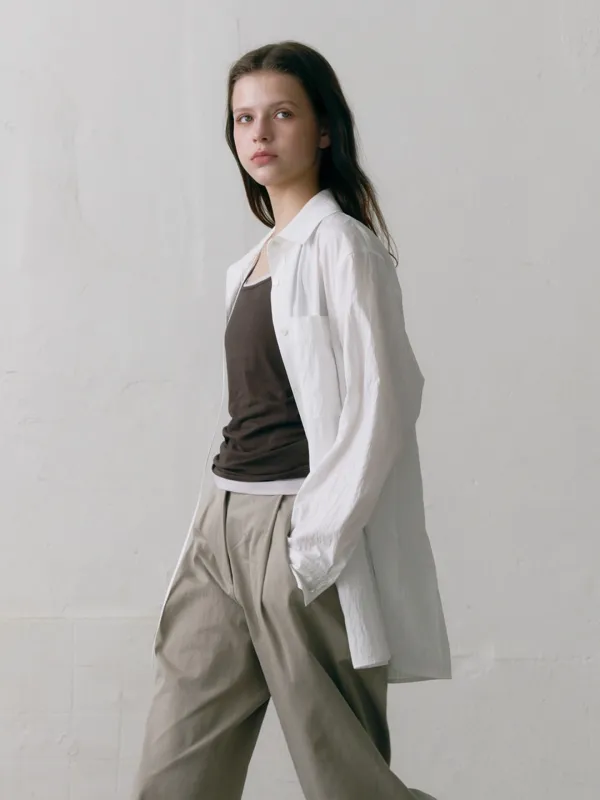 Loose Fit Two Way Strap Shirt White