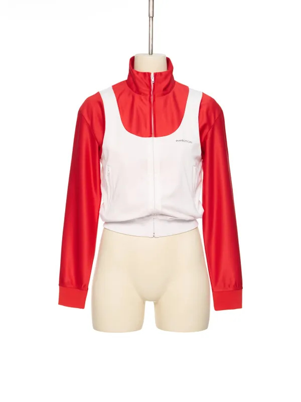 SS26 RED LAYERED SLEEVELESS TRACK TOP