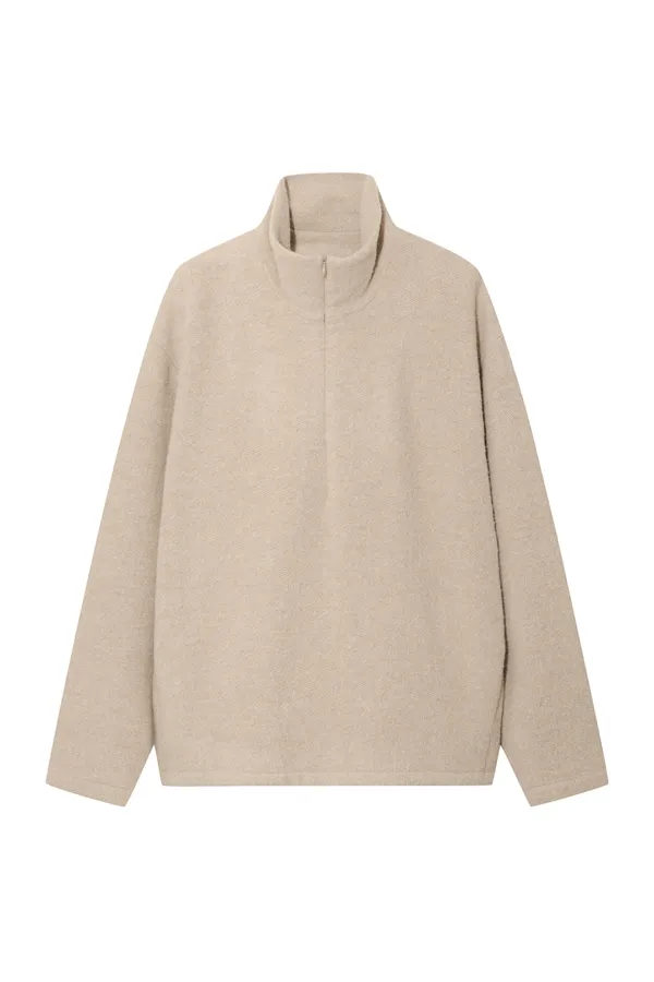 FLEECE HALF-ZIP TOP [BEIGE]