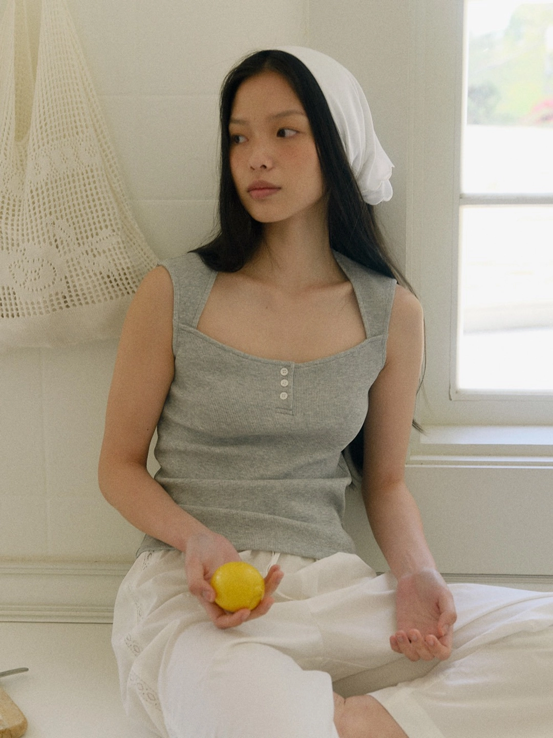 베이오드 Waffle button cap sleeve T-shirt_gray 상품 이미지 2