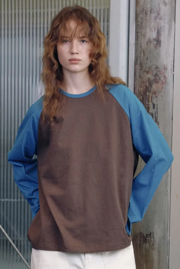 raglan loose tee - brown