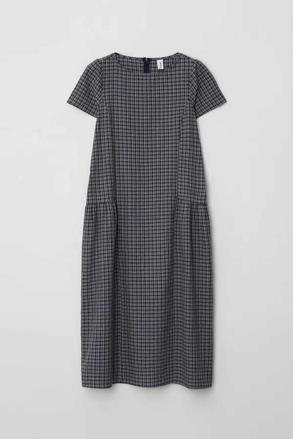renee long dress - navy check