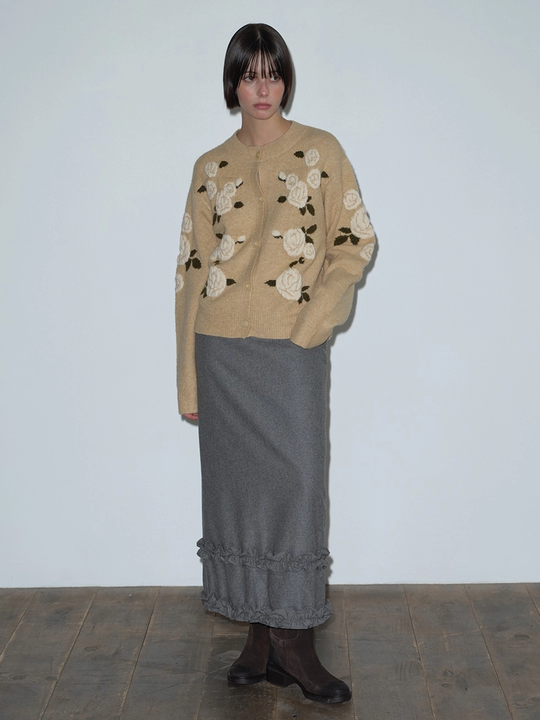 마가린핑거스 FRILL MAXI SKIRT (GREY) 상품 이미지 2