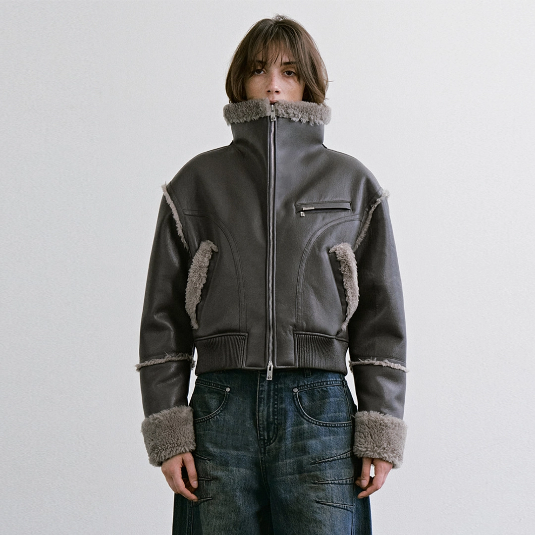 트리밍버드 High-Neck Shearling Jumper [ Gray ] 상품 이미지 2