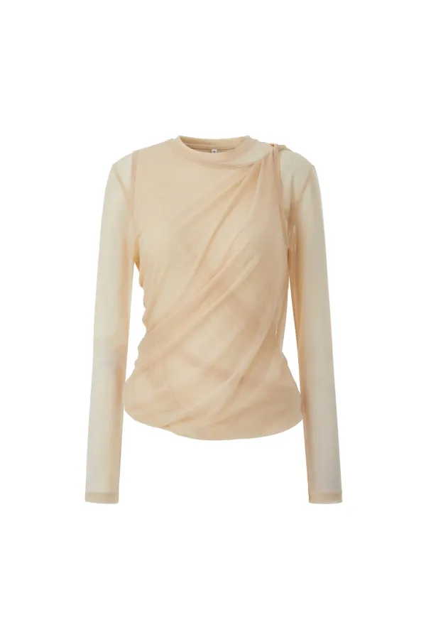 [2nd] LAYERED TWIST MESH TOP (IVORY)