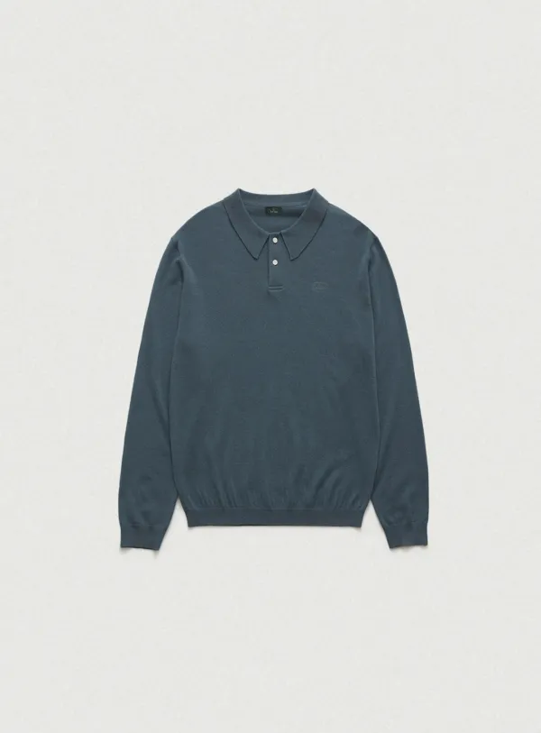 Oversized Cashmere Wimblyn Knit Polo Shirt_Blue Grey