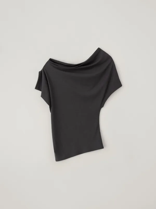 Offset drape top (ink)