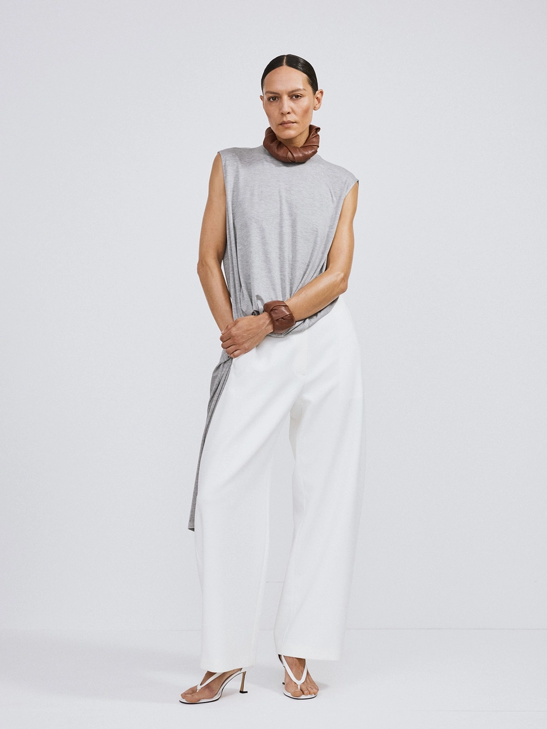 렉토 OPEN BACK JERSEY LONG TOP (MELANGE GREY) 상품 이미지 3