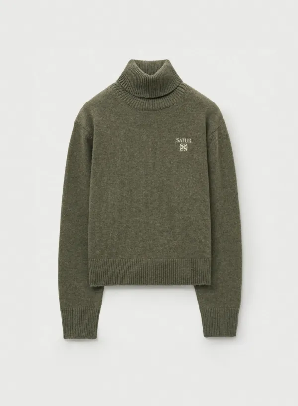 (W) Classic Turtle Neck Knit - Khaki
